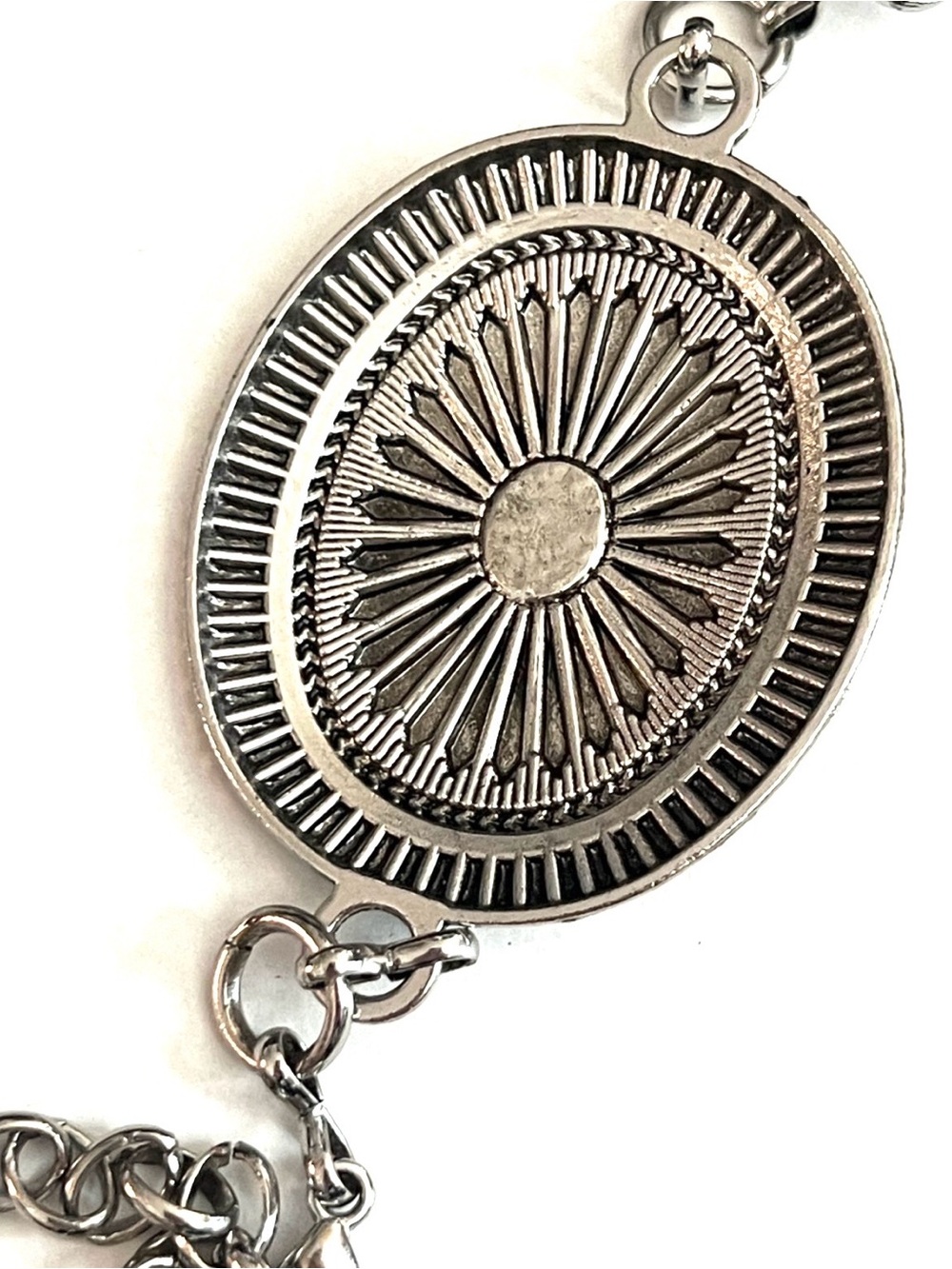 Concho Belt Silvertone with Turquoise Cabachons - Picture 8 of 9
